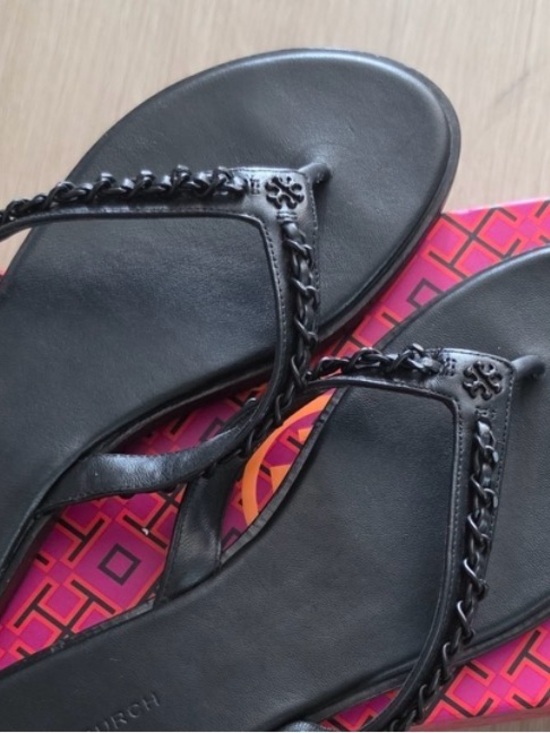 Tory Burch Shoes - Tory Burch Black Braided Leather Flip Flop Sandals